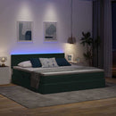 vidaXL LED tárolós ágy matraccal Sötétzöld 180 x 200 cm Bársony