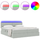 vidaXL LED tárolós ágy matraccal Világosszürke 200 x 200 cm Bársony