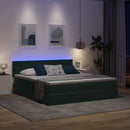 vidaXL LED tárolós ágy matraccal Sötétzöld 180 x 200 cm Bársony