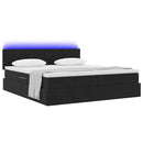 vidaXL Ágy LED szalagokkal fejtámlával Fekete 200 x 200 cm Bársony