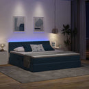 vidaXL LED tárolós ágy matraccal Sötét kék 180 x 200 cm Bársony