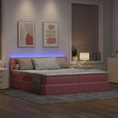 vidaXL LED tárolós ágy matraccal Rózsaszín 200 x 200 cm Bársony