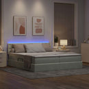 vidaXL LED tárolós ágy matraccal Világosszürke 200 x 200 cm Bársony