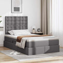 vidaXL Tárolós Ágy fejtámlával tárolóval Szürke 120 x 200 cm Műbőr