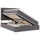 vidaXL Tárolós Ágy matracmal fejtámlával Szürke 140 x 200 cm Műbőr