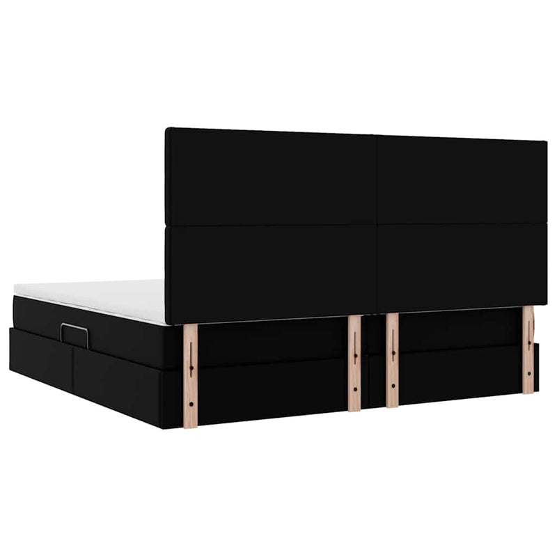 vidaXL Tárolós Ágy matracmal fejtámlával Fekete 200 x 200 cm Műbőr