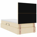 vidaXL Ágy tárolóval és matraccal fejtámlával Krém 90 x 190 cm szövet