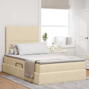 vidaXL Ágy tárolóval és matraccal matracmal Krém 120 x 190 cm szövet