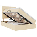 vidaXL Ágy tárolóval és matraccal matracmal Krém 120 x 190 cm szövet