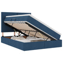 vidaXL Ágy tárolóval és matraccal fejtámlával Kék 140 x 200 cm szövet