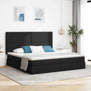 vidaXL Ágy tárolóval és matraccal Fekete 200 x 200 cm Poliészter