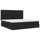 vidaXL Ágy tárolóval és matraccal Fekete 200 x 200 cm Poliészter