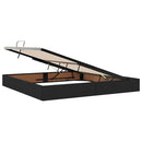 vidaXL Ágy tárolóval és matraccal Fekete 200 x 200 cm Poliészter