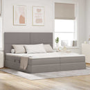 vidaXL Ágy tárolóval és matraccal Tópszínű 200 x 200 cm Poliészter