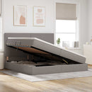 vidaXL Ágy tárolóval és matraccal Tópszínű 200 x 200 cm Poliészter