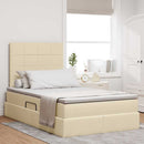 vidaXL Ágy tárolóval és matraccal matracmal Krém 120 x 190 cm szövet