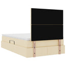 vidaXL Ágy tárolóval és matraccal matracmal Krém 120 x 190 cm szövet