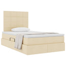 vidaXL Ágy tárolóval és matraccal matracmal Krém 120 x 190 cm szövet