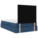 vidaXL Ágy tárolóval és matraccal fejtámlával Kék 120 x 190 cm szövet