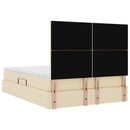 vidaXL Ágy tárolóval és matraccal fejtámlával Krém 140 x 190 cm szövet