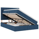 vidaXL Ágy tárolóval és matraccal Kék 140 x 190 cm Poliészter