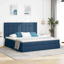 vidaXL Ágy tárolóval és matraccal Kék 200 x 200 cm Poliészter