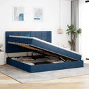 vidaXL Ágy tárolóval és matraccal Kék 200 x 200 cm Poliészter