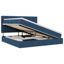 vidaXL Ágy tárolóval és matraccal Kék 200 x 200 cm Poliészter
