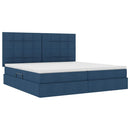 vidaXL Ágy tárolóval és matraccal Kék 200 x 200 cm Poliészter