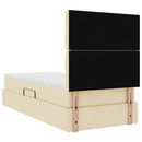 vidaXL Ágy tárolóval és matraccal fejtámlával Krém 90 x 190 cm szövet