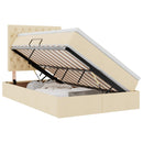 vidaXL Ágy tárolóval és matraccal matracmal Krém 120 x 190 cm szövet
