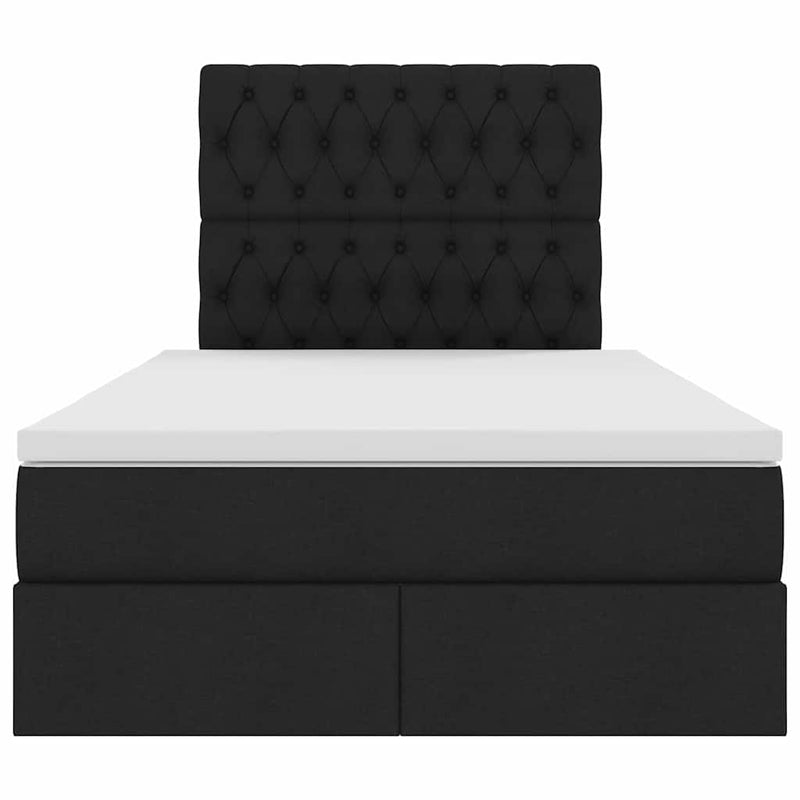 vidaXL Tárolós Ágy matracmal fejtámlával Fekete 120 x 200 cm Műbőr