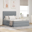 vidaXL Ágy tárolóval és matraccal matracmal Világosszürke 140 x 190 cm