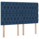 vidaXL Ágy tárolóval és matraccal fejtámlával Kék 140 x 190 cm szövet