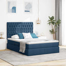 vidaXL Ágy tárolóval és matraccal fejtámlával Kék 140 x 200 cm szövet