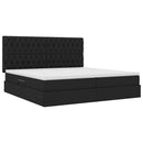 vidaXL Ágy tárolóval és matraccal Fekete 200 x 200 cm Poliészter