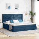 vidaXL Ágy tárolóval és matraccal Kék 200 x 200 cm Poliészter