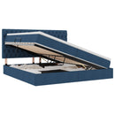 vidaXL Ágy tárolóval és matraccal Kék 200 x 200 cm Poliészter
