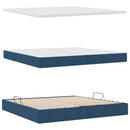 vidaXL Ágy tárolóval és matraccal Kék 200 x 200 cm Poliészter