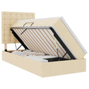 vidaXL Ágy tárolóval és matraccal fejtámlával Krém 90 x 190 cm szövet
