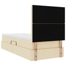 vidaXL Ágy tárolóval és matraccal fejtámlával Krém 90 x 190 cm szövet