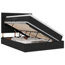vidaXL Ágy tárolóval és matraccal tárolóval Fekete 140 x 190 cm szövet