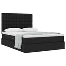 vidaXL Ágy tárolóval és matraccal tárolóval Fekete 140 x 190 cm szövet