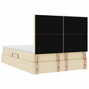 vidaXL Ágy tárolóval és matraccal fejtámlával Krém 140 x 190 cm szövet