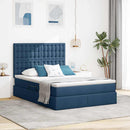 vidaXL Ágy tárolóval és matraccal Kék 140 x 190 cm Poliészter