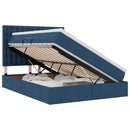 vidaXL Ágy tárolóval és matraccal Kék 140 x 190 cm Poliészter