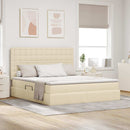 vidaXL Ágy tárolóval és matraccal Krém 160 x 200 cm Poliészter