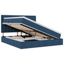 vidaXL Ágy tárolóval és matraccal fejtámlával Kék 160 x 200 cm szövet