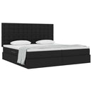 vidaXL Ágy tárolóval és matraccal Fekete 200 x 200 cm Poliészter
