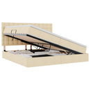 vidaXL Ágy tárolóval és matraccal fejtámlával Krém 200 x 200 cm szövet